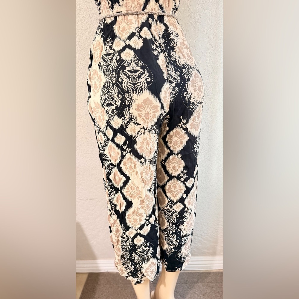 Lovestitch Boho Snake Print Midi Dress in Black & Cream size small - Picture 8 of 16